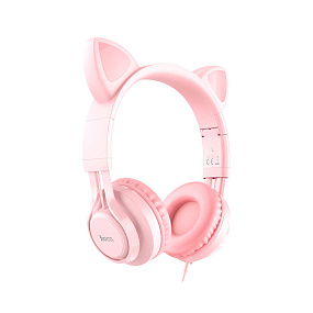 Наушники Hoco W36 полноразмерные с ушами розовые