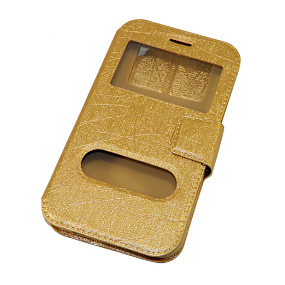 Чехол-книжка универсальная силиконовый ободок 4,7" боковой флип с имитацией царапин (3) золото