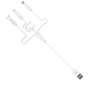 Дата кабель Hoco X1 USB - micro/lightning/type-c 3в1 1м белый