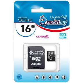 MicroSD 16Gb SmartBuy Class 10 +SD adapter