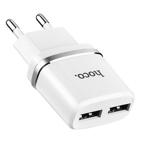 СЗУ-USB Hoco C12 2 выхода 2.4А белый