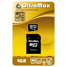 MicroSD 4Gb OltraMax Class 10 +SD адаптер