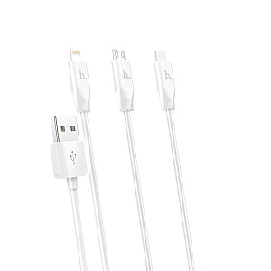 Дата кабель Hoco X1 USB - micro/lightning/type-c 3в1 1м белый